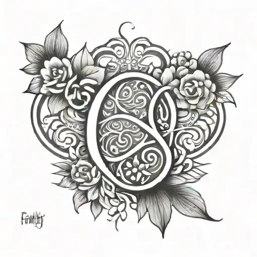 Fine Line Infinity Sign With The Word Family And Flowers