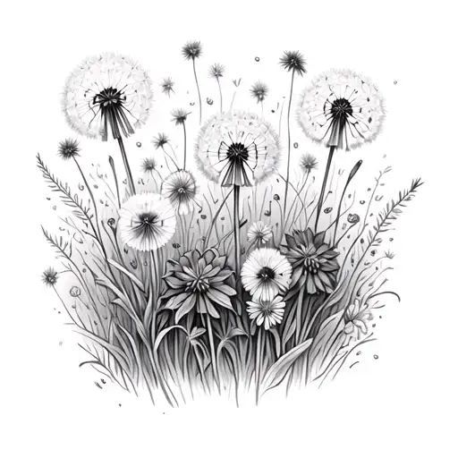 Dandelion And Other Wildflowers Growing In Wilderness