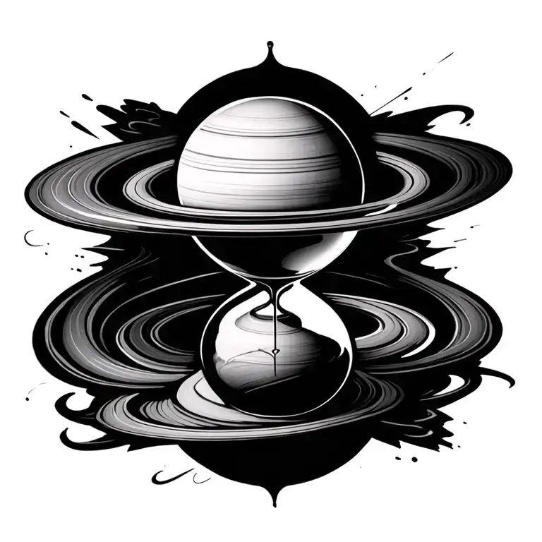 Saturn Hourglass Filled With Swirling