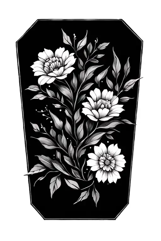 Stained Glass Surrounded By Geometric Floral