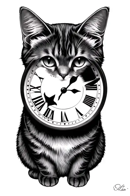 Clock Moon Cat