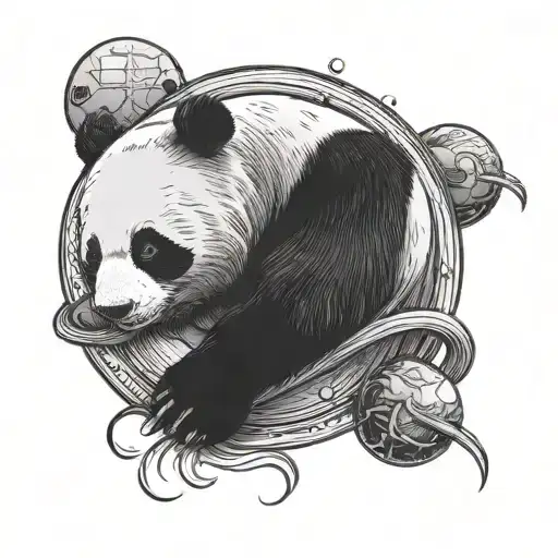Panda Sleeping With The Planet Saturn