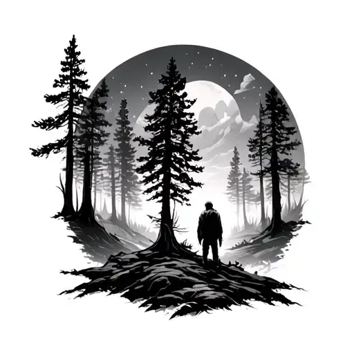 Lone Man Standing Forest