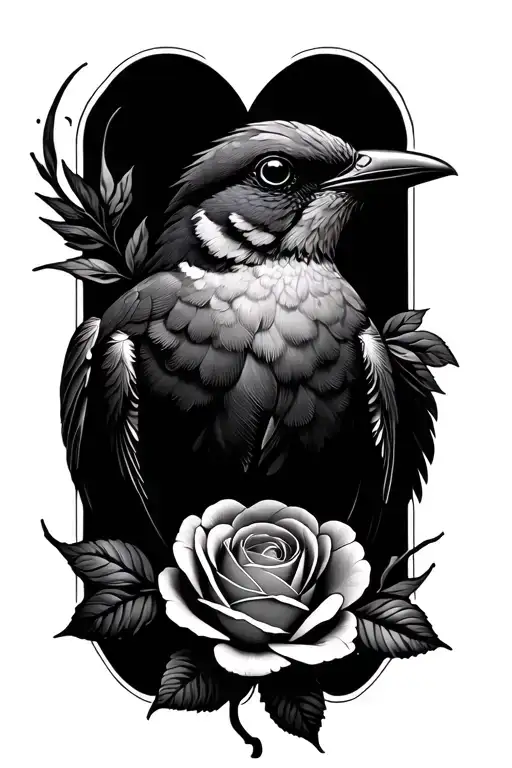 Bird With A Rose