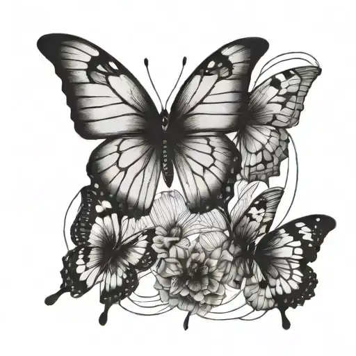 Butterflies With Lines In An Aesthetic