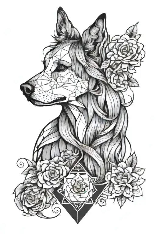 Feminine Geometric Fineline Tattoo With Loving Long Hair Terroir Dog Centered