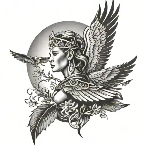 Valkyrie With African Tree And Sunset