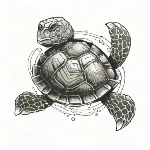 Turtle With A Ring Around It Floating In Space