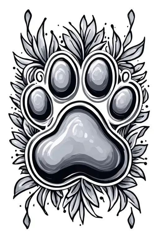 Script Font With Paw Print Surrounded
