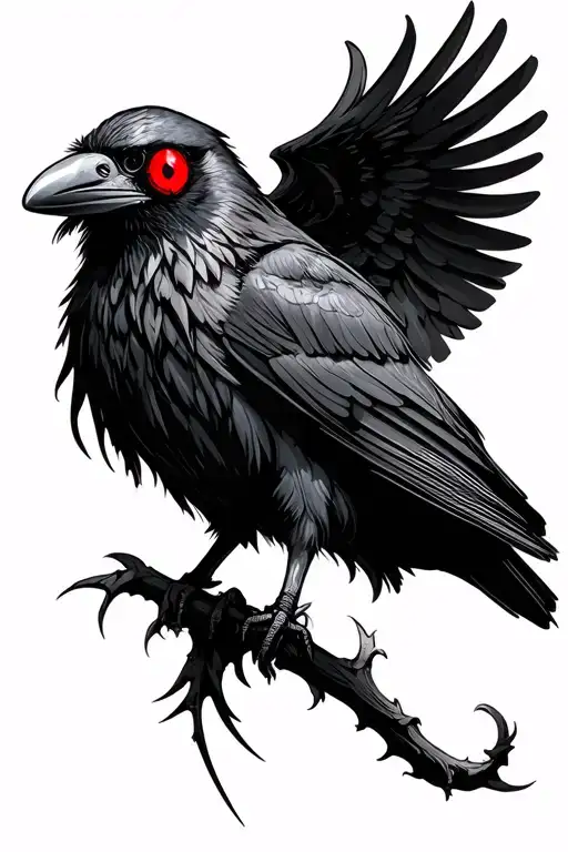Three-eyed Crow With A Red Mark On It's Cheek Inspired By Bloodraven From A Game Of Thrones