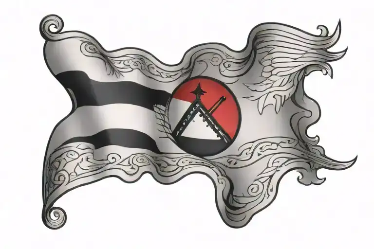 Elongated Abstract Palestine Flag Inside