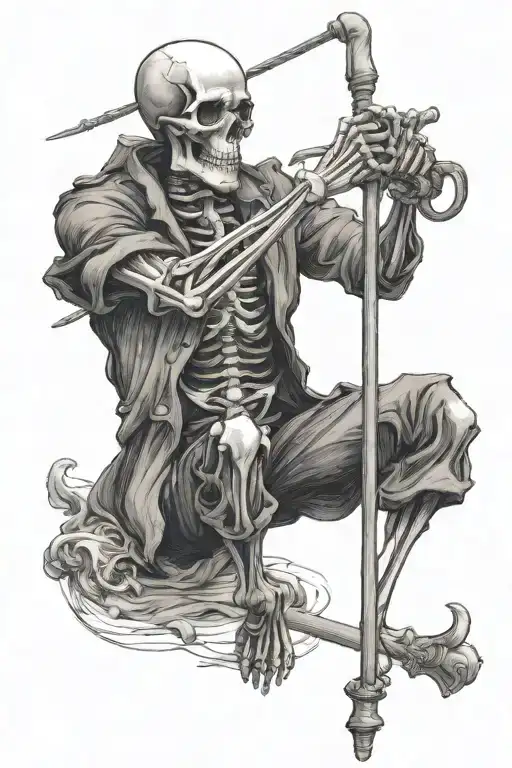Skeleton In Clothes With A Staff