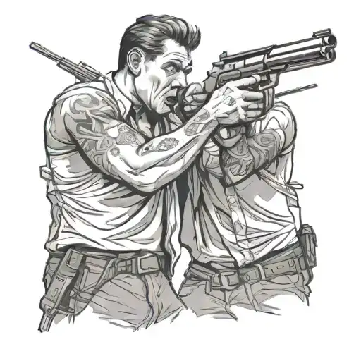 Two Men Aiming A Gun At Eachother