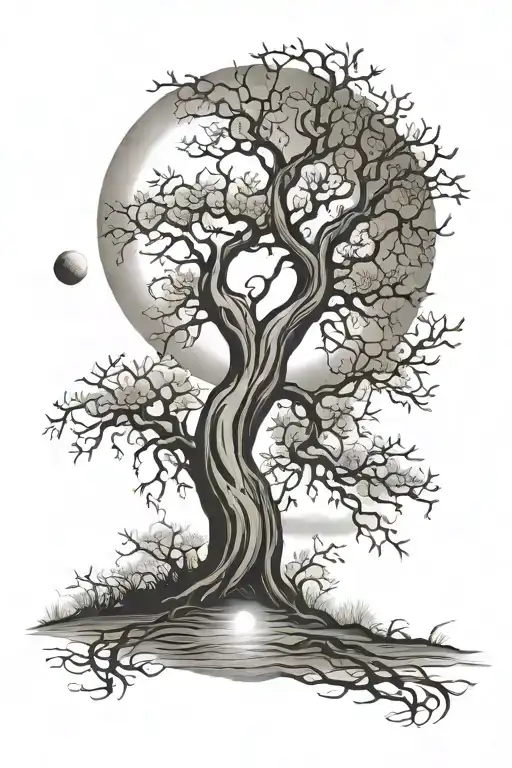 Willow Tree With A Moon Above It Based On The Song Walking After Midnight