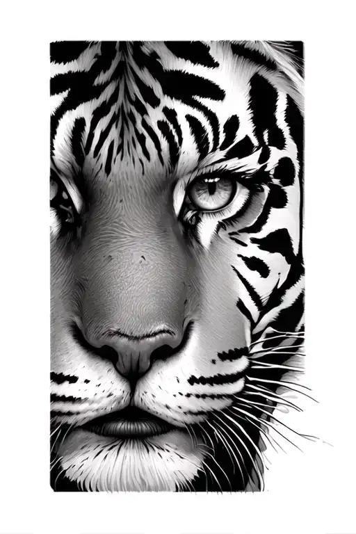 Tiger Eyes And A Woman's Eye