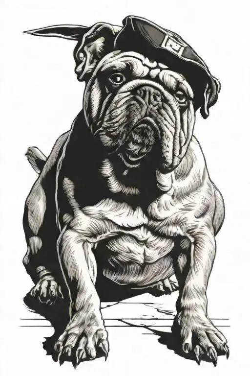 Bulldog Laying Down With Black Eye Patch