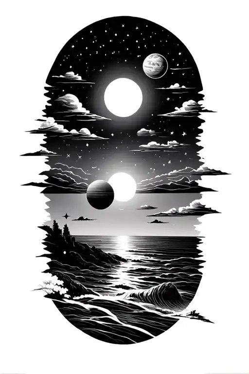 Jamaican Sunrise With Stars And Planets