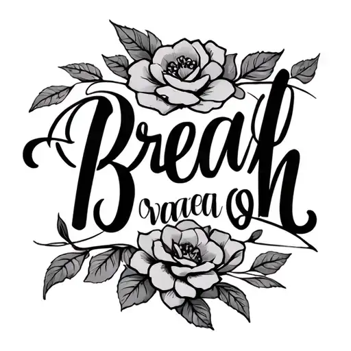The Name Breah In Script Font