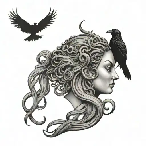 Medusa With Demonic Crow