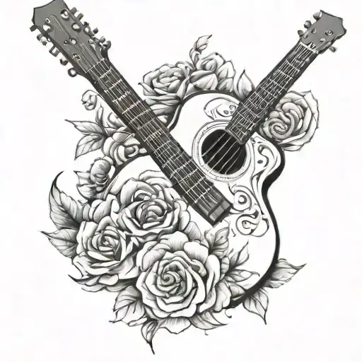 Guitar With Flowers Wrapped Around It