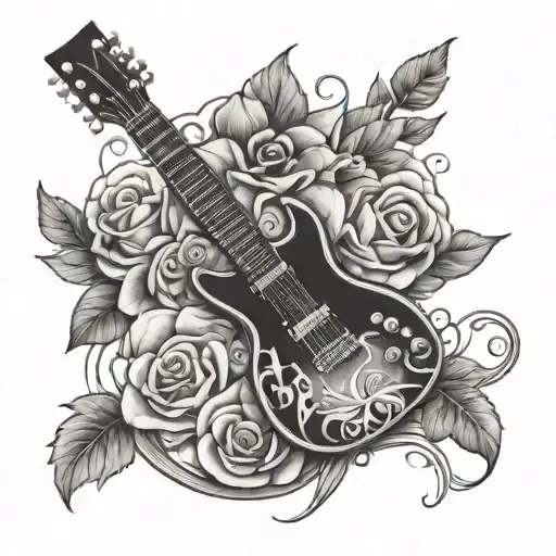 Electric Guitar With Flowers Wrapped Around It