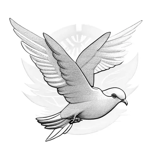 Flying Dove Surrounding A Peace Symbol With Jehovah Shalom Written On The Peace Symbol