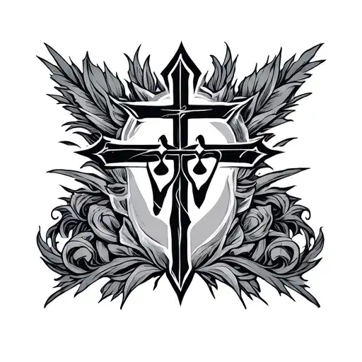 Yhwh Written With Cross Fine Line