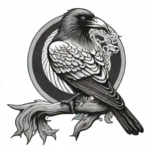 Neo Trad Crow Perched