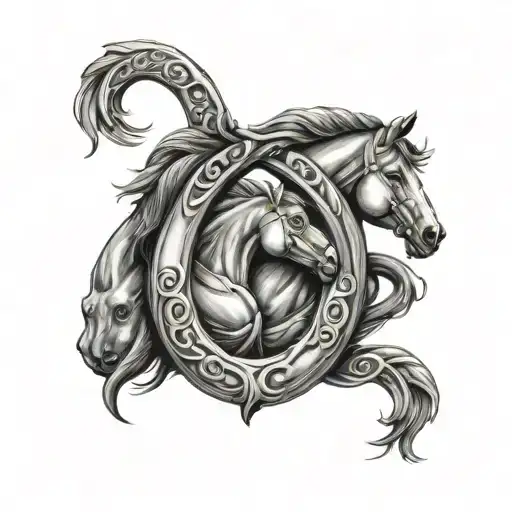 Three Horse Shoe Linked Together Representing Two Sisters And A Brother And Their Bond