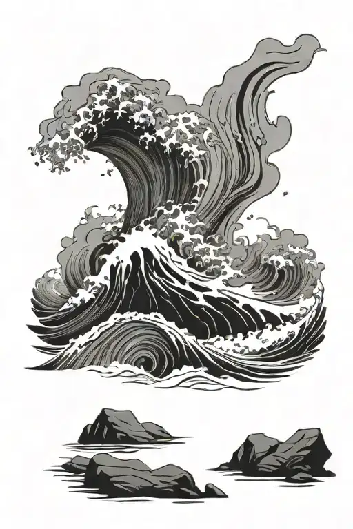 Ocean Waves Crashing Into Rocks