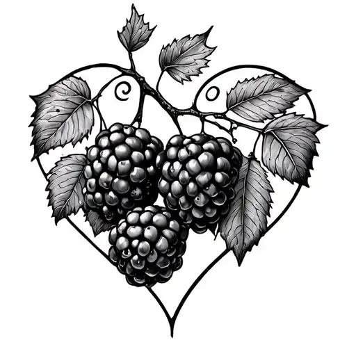 Blackberries And Vine Creating A Heart Shape Outline