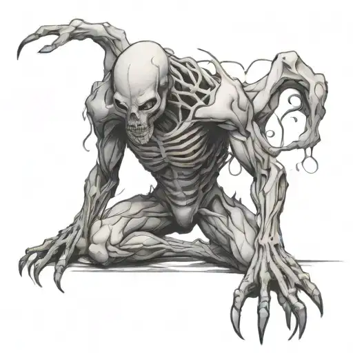 Creepy Humanoid Creature Full Body