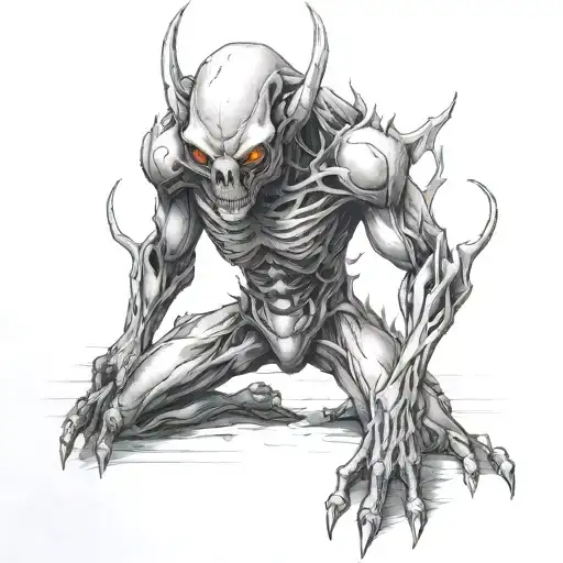 Scary Simple Humanoid Creature Full Body