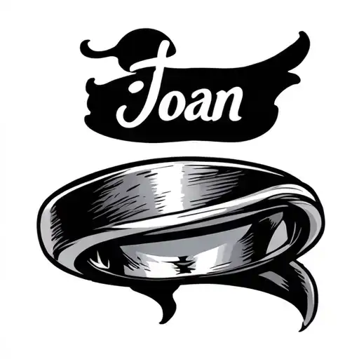 Men's Ring Tattoo With Name Joan Hidden In It