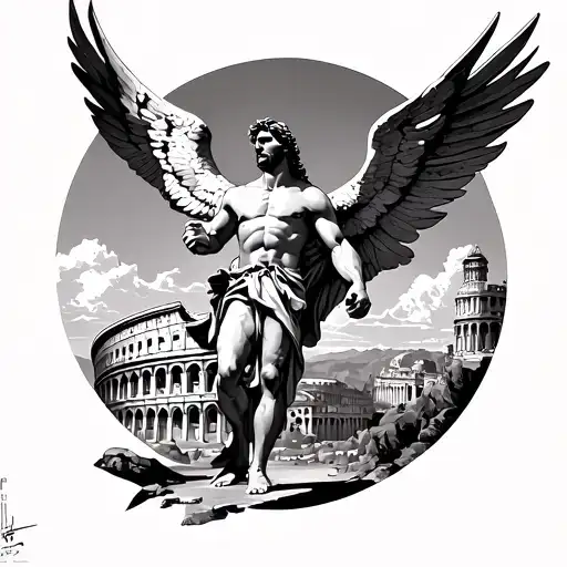 Icarus With The Coloseum Below