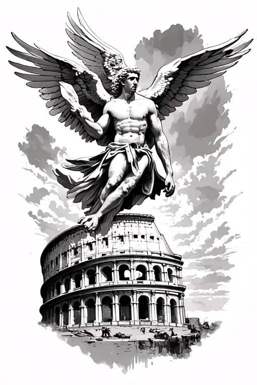 Icarus With The Coloseum Below
