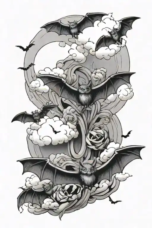 Cloud Covering Its Eyes And Bats Flying Across