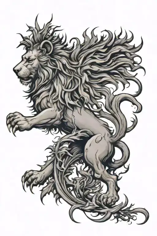 Rampant Lion And Thistle Intertwined