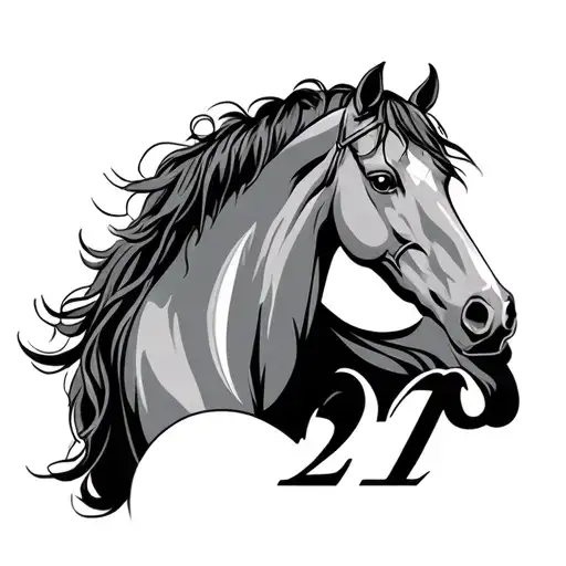 A Horse With The Number 121 Underneith