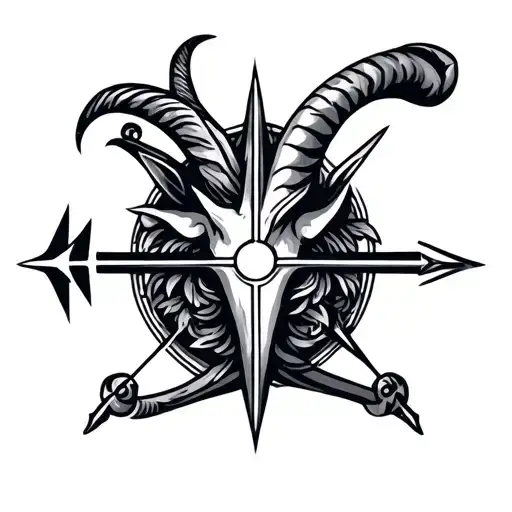 Sagittarius And Capricorn Sigil Incorporating Elements