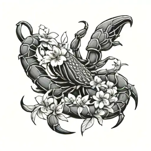 Scorpion And Flowers Growing