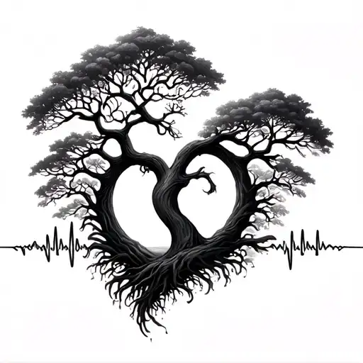 Tree Of Life Heart Beat Waves To Another Tree Of Life