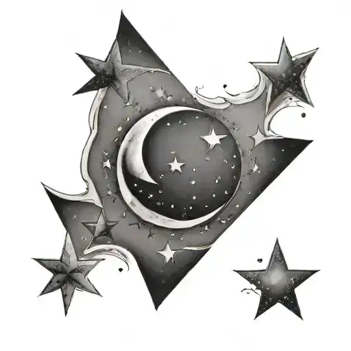 Sky Moon Stars Shining