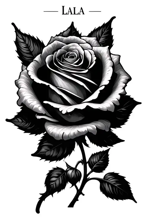 The Name Laila On The Stem Of A Rose