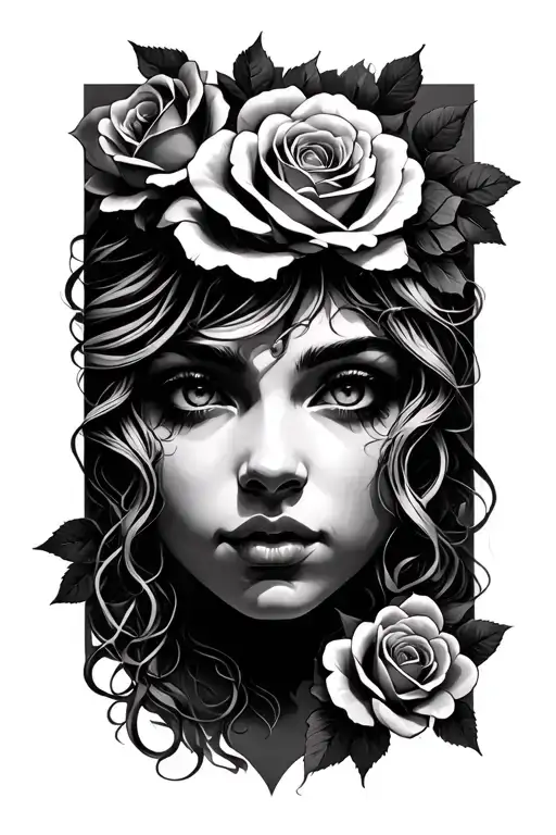 Madusa Face With Roses