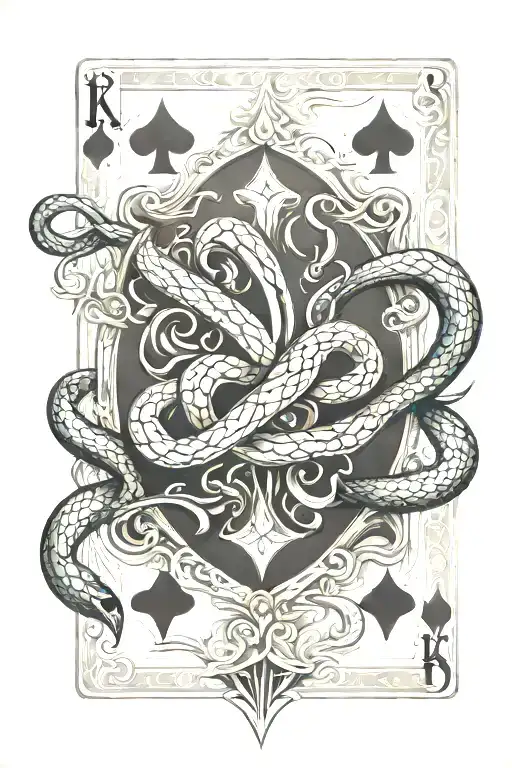 Gambling Cards Royal Flush Theme With Snake Wrapping