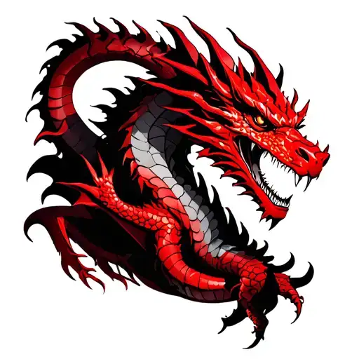 Realistic Red Dragon Satanic