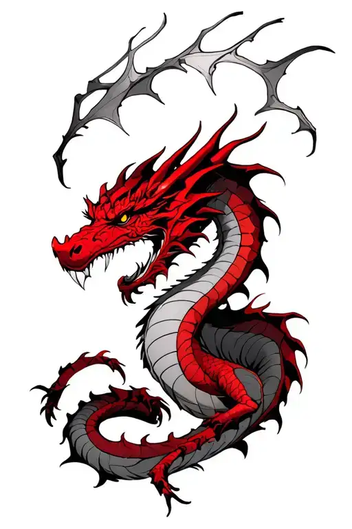 Realistic Red Dragon Satanic