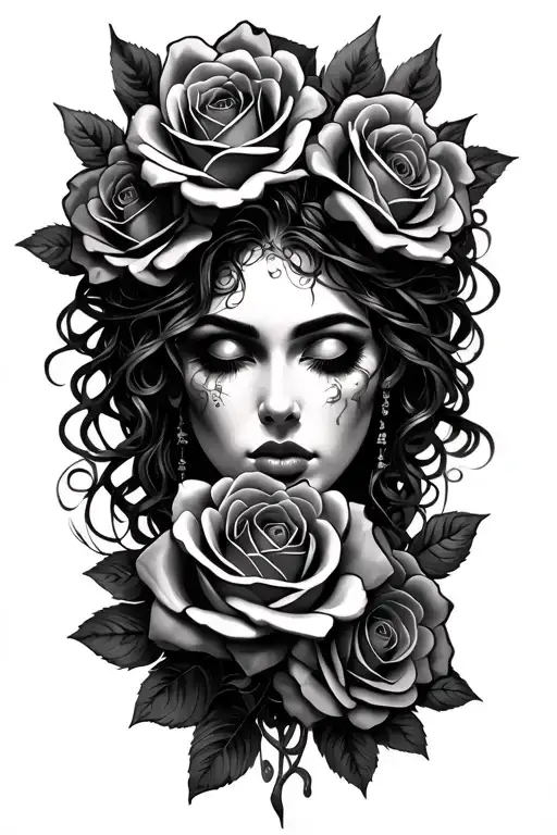 Madusa Face With Roses