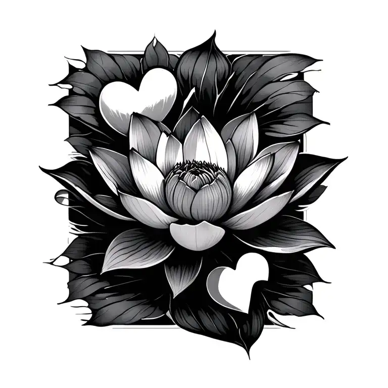 Lotus Flower With 3 Hearts